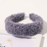Autumn Winter Bright Color Flannel Headband For Women Wide Hairband Soft Thick Sponge Hair Hoop Turban Knitted Hair Accessories
