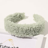 Autumn Winter Bright Color Flannel Headband For Women Wide Hairband Soft Thick Sponge Hair Hoop Turban Knitted Hair Accessories