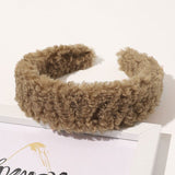 Autumn Winter Bright Color Flannel Headband For Women Wide Hairband Soft Thick Sponge Hair Hoop Turban Knitted Hair Accessories
