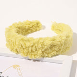Autumn Winter Bright Color Flannel Headband For Women Wide Hairband Soft Thick Sponge Hair Hoop Turban Knitted Hair Accessories