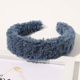 Autumn Winter Bright Color Flannel Headband For Women Wide Hairband Soft Thick Sponge Hair Hoop Turban Knitted Hair Accessories
