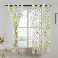 Topfinel Short Tulle Tropical Floral Sheer Curtains for Living Room Kitchen Bath Room Door Printed Window Treatment Curtains