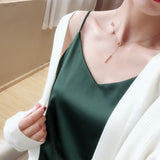 Solid Sleeveless Casual Tops V-Neck Female Vest  Women  Summer Silk Tank