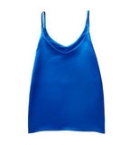 Solid Sleeveless Casual Tops V-Neck Female Vest  Women  Summer Silk Tank