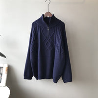 Women&#39;s Thick Warm Knitted Pullover Solid Long Sleeve Turtleneck Sweaters Half Zip Up Winter Coat Comfy Clothing C-295