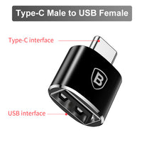 Baseus USB Type C OTG Adapter USB C Male To Micro USB Female Cable Converters For Macbook Samsung S20 Xiaomi USB To Type-c OTG