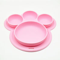 1Set Cute Cartoon Print Baby Bibs Bowls Set Soft Silicone Baby Feeding Non-Slip Bowl Spoon Kids Girl Boy Adjustable Children Bib