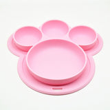 1Set Cute Cartoon Print Baby Bibs Bowls Set Soft Silicone Baby Feeding Non-Slip Bowl Spoon Kids Girl Boy Adjustable Children Bib