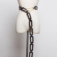 [EAM]  Pu Leather Multicolor Black Split Joint Long Wide Belt Personality Women New Fashion Tide All-match Spring 2022 1N451