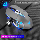 Wireless Gaming Mouse Rechargeable Bluetooth 3.0/5.0 2.4G 3 Modes 7 Buttons 1600 DPI Ergonomic Mouse Gamer for Laptop Computer