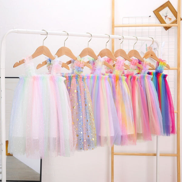 Girls Fashion Suspender Tutu Dress Baby Kids Children Princess Colorful Dress