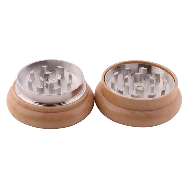 Wooden 55mm Smoke Grinder 2Parts Metal Teeth Herb Spice Crusher Kitchen Gadgets Manual Tobacco Grinder For Smoking Accessories