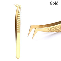 Stainless Steel Eyelashes Tweezers Professional For Lashes Extension Gold Decor Anti-static Eyebrow Tweezers Eyelash Extension