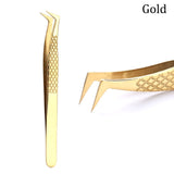 Stainless Steel Eyelashes Tweezers Professional For Lashes Extension Gold Decor Anti-static Eyebrow Tweezers Eyelash Extension