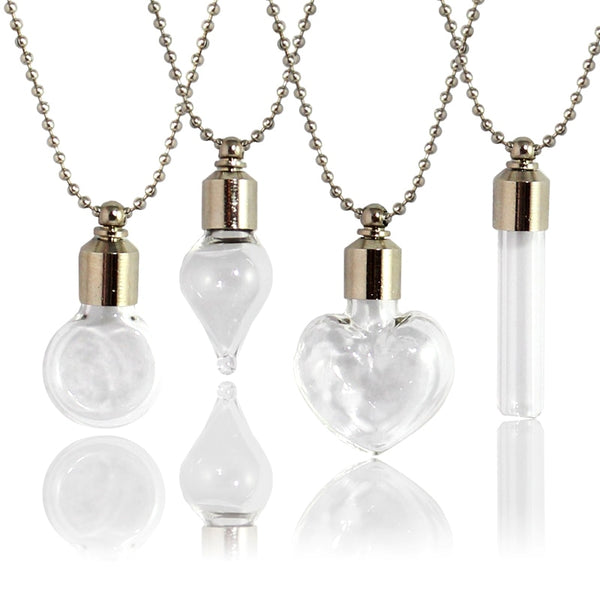 2PCS Glass Locket Urn Jewelry Cremation Jewelry Urn Necklace for Ashes Fillable vials Necklaces Blood Vial Necklace