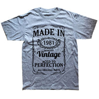Vintage 1981 40 Years Old T Shirt Men Cotton Short Sleeve T-shirt Tshirt Camiseta Clothing Funny New 40th Birthday