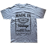 Vintage 1981 40 Years Old T Shirt Men Cotton Short Sleeve T-shirt Tshirt Camiseta Clothing Funny New 40th Birthday
