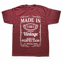 Vintage 1981 40 Years Old T Shirt Men Cotton Short Sleeve T-shirt Tshirt Camiseta Clothing Funny New 40th Birthday