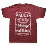 Vintage 1981 40 Years Old T Shirt Men Cotton Short Sleeve T-shirt Tshirt Camiseta Clothing Funny New 40th Birthday