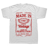Vintage 1981 40 Years Old T Shirt Men Cotton Short Sleeve T-shirt Tshirt Camiseta Clothing Funny New 40th Birthday
