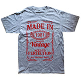 Vintage 1981 40 Years Old T Shirt Men Cotton Short Sleeve T-shirt Tshirt Camiseta Clothing Funny New 40th Birthday