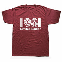 Vintage 1981 40 Years Old T Shirt Men Cotton Short Sleeve T-shirt Tshirt Camiseta Clothing Funny New 40th Birthday