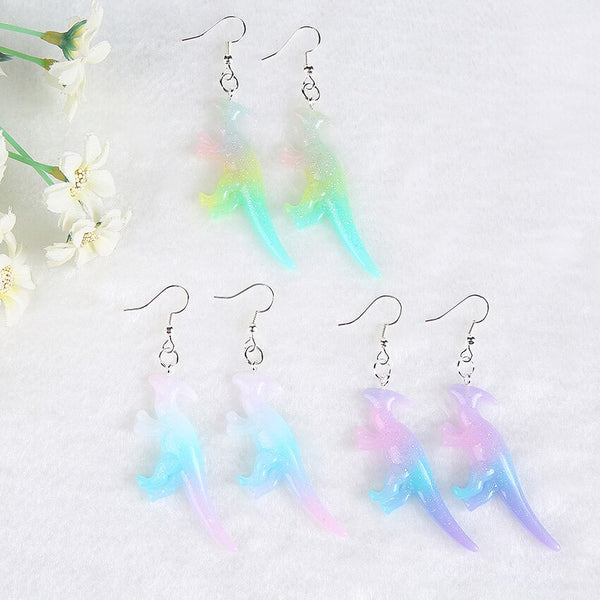 1Pair  Woman Drop Earrings Flatback Resin Dinosaur Charms  Girls  Birthday Gifts Teens Jewelry