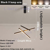 Black Stair Chandelier simple modern duplex building high-rise empty living room hall creative personality long LED line lamp