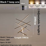 Black Stair Chandelier simple modern duplex building high-rise empty living room hall creative personality long LED line lamp