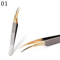 Stainless Steel Eyelashes Tweezers Professional For Lashes Extension Gold Decor Anti-static Eyebrow Tweezers Eyelash Extension