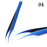 Stainless Steel Eyelashes Tweezers Professional For Lashes Extension Gold Decor Anti-static Eyebrow Tweezers Eyelash Extension