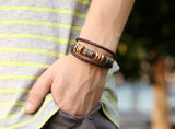 Vintage Handmade Feather Multilayer Leather Bracelet Sets Men Fashion Braiding Coffee Rope Wrap Bracelets &amp; Bangles Male Gift