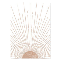 Boho Abstract Geometric Sun Rising Rainbow Beige Canvas Painting Wall Art Pictures Posters Print Interior Living Room Home Decor