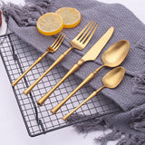 2019 New Gold Cutlery Knives Sets Spoons Forks and Knives 304 Stainless Steel Western Kitchen Food Tableware Dinner Set