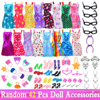 Random 1 Set Doll Accessories for Barbie Doll Shoes Boots Mini Dress Handbags Crown Hangers Glasses Doll Clothes Kids Toys 12&#39;&#39;
