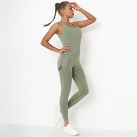 2 Pcs Sets Yoga Suit Tummy Control Sports Suits High Stretch Yoga Leggings Sets Fitness Sports Shirt Sets Training Sets Gym Wear