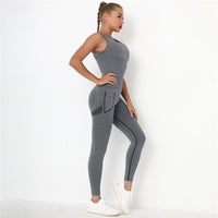 2 Pcs Sets Yoga Suit Tummy Control Sports Suits High Stretch Yoga Leggings Sets Fitness Sports Shirt Sets Training Sets Gym Wear