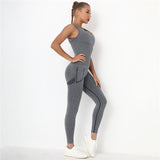2 Pcs Sets Yoga Suit Tummy Control Sports Suits High Stretch Yoga Leggings Sets Fitness Sports Shirt Sets Training Sets Gym Wear
