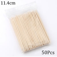 50/100 Wooden Cuticle Pusher Remover Nail Art Design Orange Wood Sticks Rhinestones Dotting Removal Manicure Pedicure Care Tools