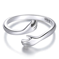 WOSTU Real 925 Sterling Silver Open Ring Finger Adjustable Size Wedding Rings For Women Engagement Fashion Silver Jewelry Gift