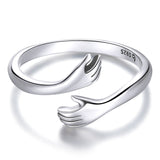 WOSTU Real 925 Sterling Silver Open Ring Finger Adjustable Size Wedding Rings For Women Engagement Fashion Silver Jewelry Gift