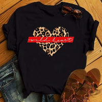 Maycaur Fashion Leopard Print Love T-shirts Mouse Female Shirt Casual White Women Tshirts Harajuku T Shirt Femme Tops Tees