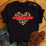 Maycaur Fashion Leopard Print Love T-shirts Mouse Female Shirt Casual White Women Tshirts Harajuku T Shirt Femme Tops Tees