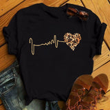Maycaur Fashion Leopard Print Love T-shirts Mouse Female Shirt Casual White Women Tshirts Harajuku T Shirt Femme Tops Tees