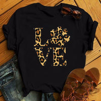 Maycaur Fashion Leopard Print Love T-shirts Mouse Female Shirt Casual White Women Tshirts Harajuku T Shirt Femme Tops Tees