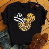 Maycaur Fashion Leopard Print Love T-shirts Mouse Female Shirt Casual White Women Tshirts Harajuku T Shirt Femme Tops Tees
