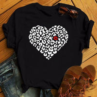 Maycaur Fashion Leopard Print Love T-shirts Mouse Female Shirt Casual White Women Tshirts Harajuku T Shirt Femme Tops Tees