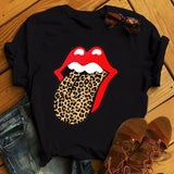 Maycaur Fashion Leopard Print Love T-shirts Mouse Female Shirt Casual White Women Tshirts Harajuku T Shirt Femme Tops Tees