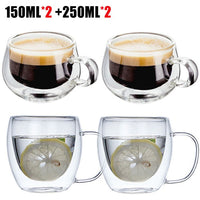 Transparent glass coffee cup milk whiskey tea beer double creative heat resistant cocktail Vodka wine mug Drinkware tumbler cups