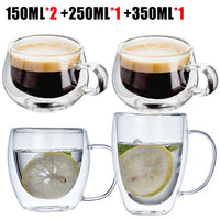 Transparent glass coffee cup milk whiskey tea beer double creative heat resistant cocktail Vodka wine mug Drinkware tumbler cups